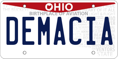 OH license plate DEMACIA