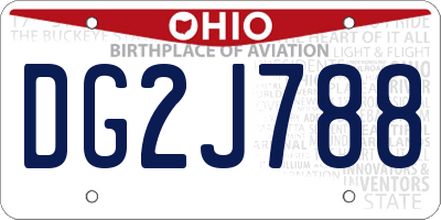 OH license plate DG2J788