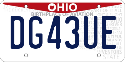 OH license plate DG43UE