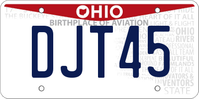 OH license plate DJT45