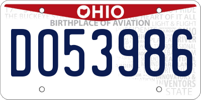 OH license plate DO53986