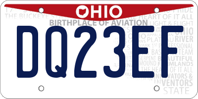 OH license plate DQ23EF