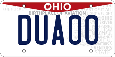 OH license plate DUA00