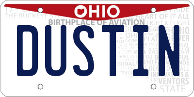 OH license plate DUSTIN