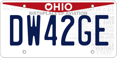 OH license plate DW42GE