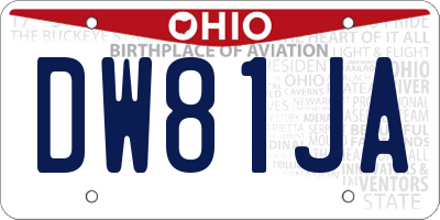 OH license plate DW81JA