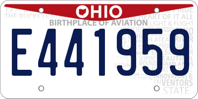 OH license plate E441959