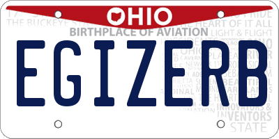 OH license plate EGIZERB