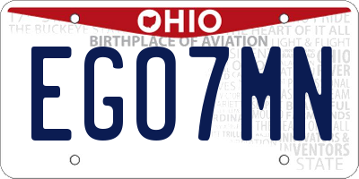 OH license plate EGO7MN