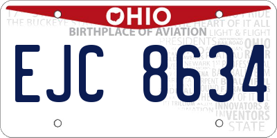 OH license plate EJC8634
