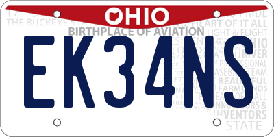 OH license plate EK34NS