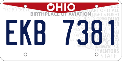 OH license plate EKB7381