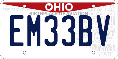 OH license plate EM33BV