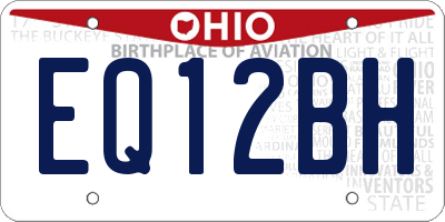 OH license plate EQ12BH