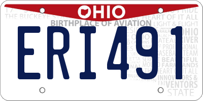 OH license plate ERI491