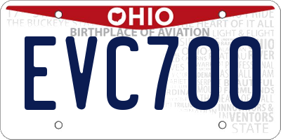 OH license plate EVC700