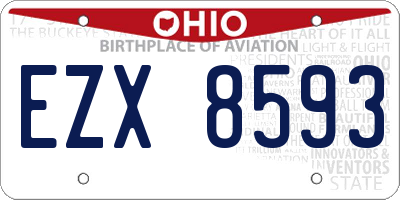 OH license plate EZX8593