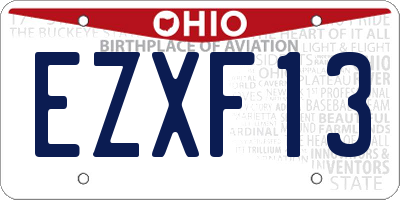 OH license plate EZXF13