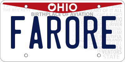 OH license plate FARORE