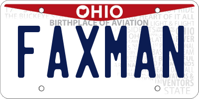 OH license plate FAXMAN