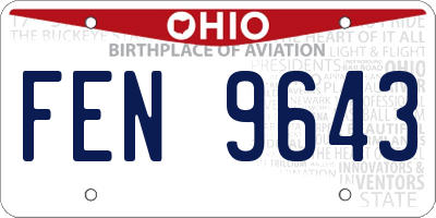 OH license plate FEN9643