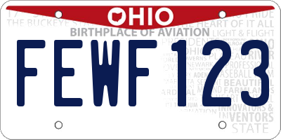 OH license plate FEWF123