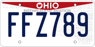 OH license plate FFZ789