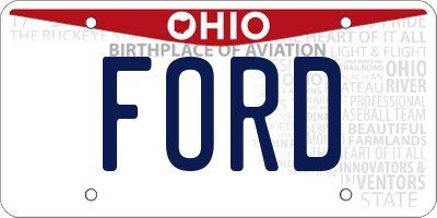 OH license plate FORD