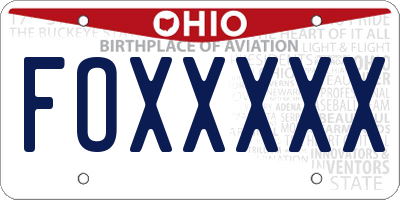 OH license plate FOXXXXX