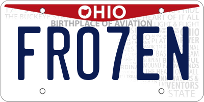 OH license plate FRO7EN