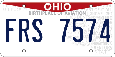 OH license plate FRS7574