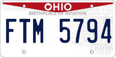 OH license plate FTM5794