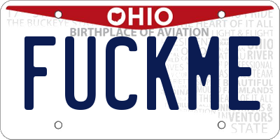 OH license plate FUCKME