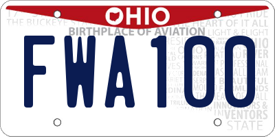 OH license plate FWA100