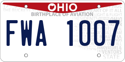 OH license plate FWA1007