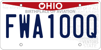 OH license plate FWA100Q