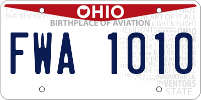 OH license plate FWA1010