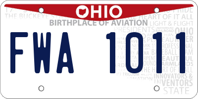 OH license plate FWA1011