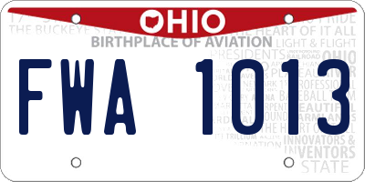 OH license plate FWA1013