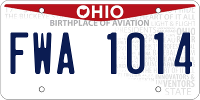 OH license plate FWA1014