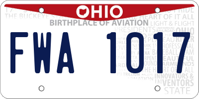 OH license plate FWA1017