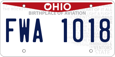 OH license plate FWA1018