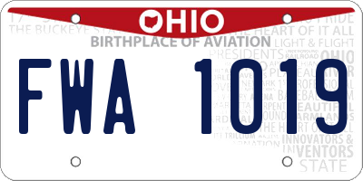 OH license plate FWA1019