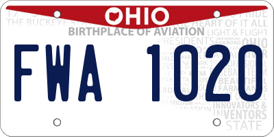 OH license plate FWA1020