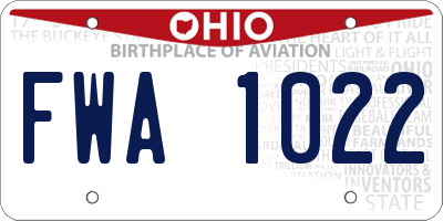 OH license plate FWA1022