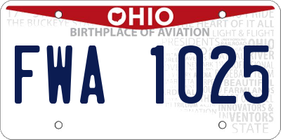 OH license plate FWA1025