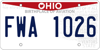 OH license plate FWA1026