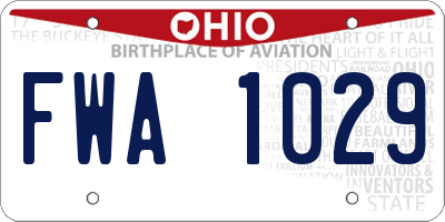 OH license plate FWA1029