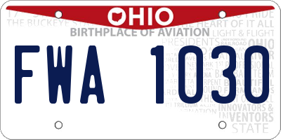 OH license plate FWA1030