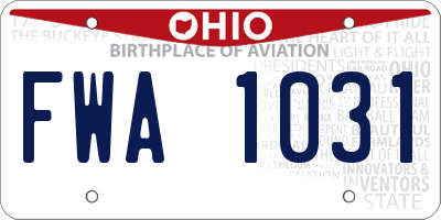 OH license plate FWA1031